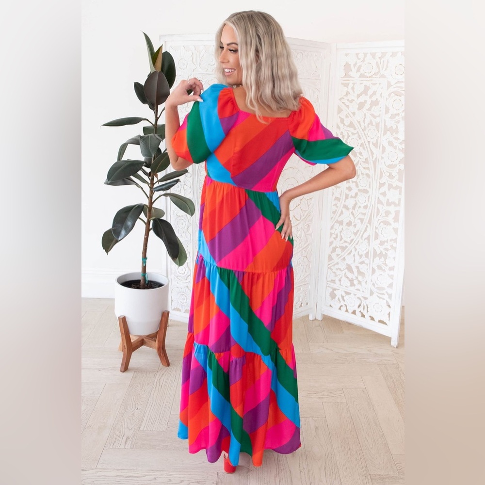 Skies Are Blue Multicolor Striped Maxi Dress - Picture 7 of 14